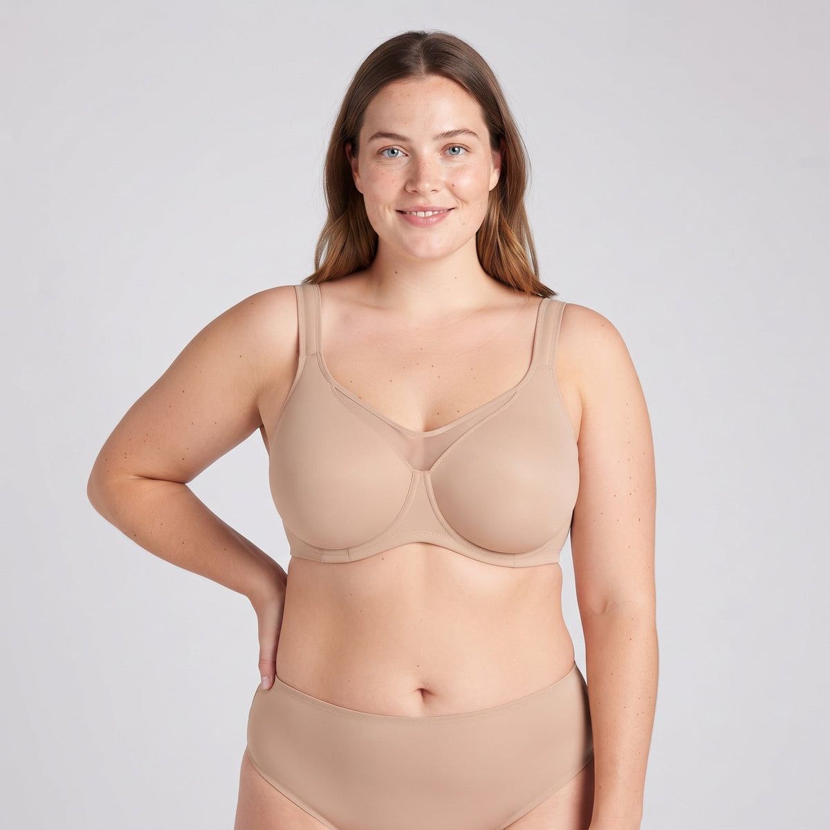 Zara Bra in beige, from the front